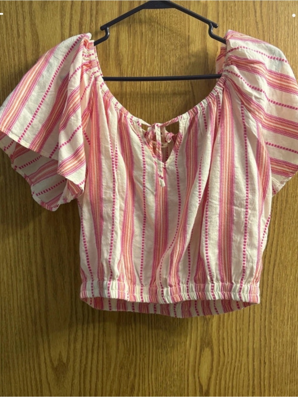 Marine Layer Women’s Pink Striped Off-Shoulder Crop Top